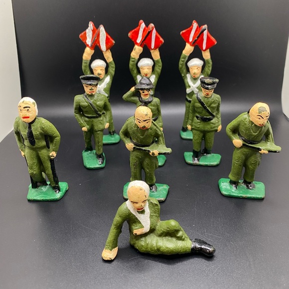 Vintage Barclay Manoil Cast Iron Toy Soldiers Lot of 10 WWII Pre-1970’s - Picture 1 of 13